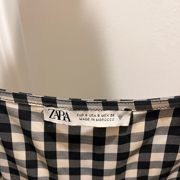 Zara | Black and White Gingham Tiered Mini Dress - Picture 6 of 6